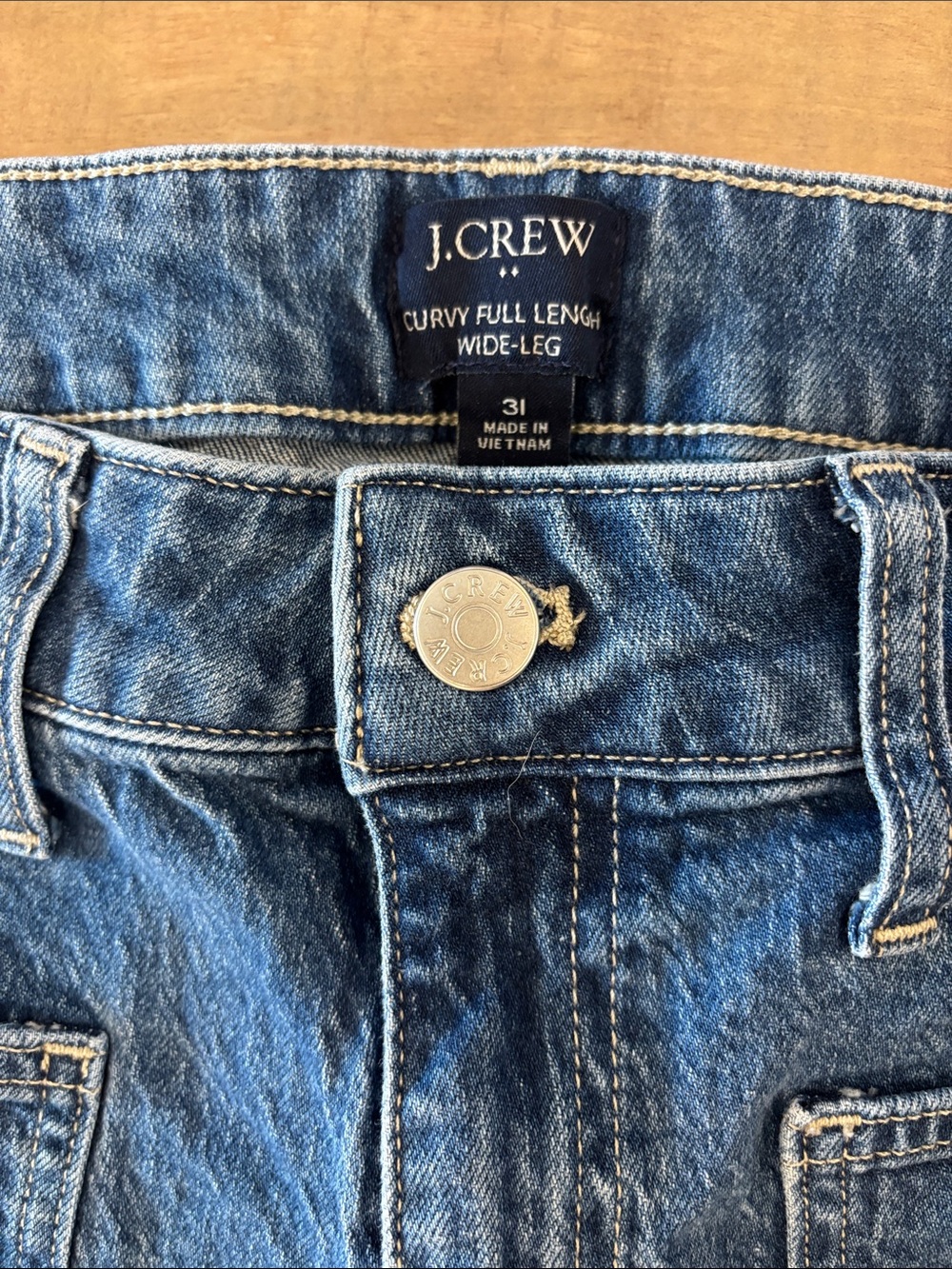 J Crew Factory Curvy Full Length Wide-Leg Jeans Size 31 / 12 99% Cotton Stretch - Picture 2 of 4